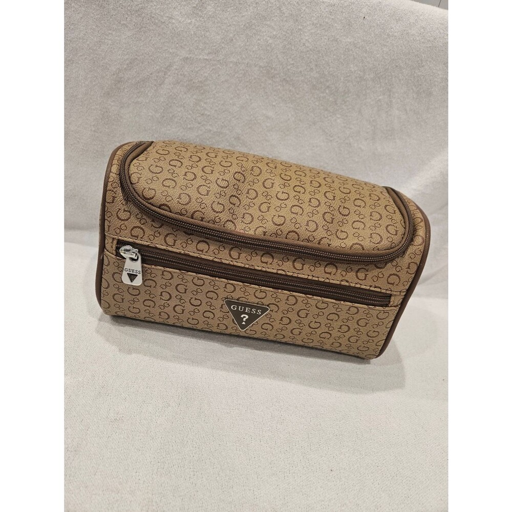 GUESS Monogram Travel Toiletry Case Cosmetic Bag With Zipper Top Front Unisex - Picture 10 of 10